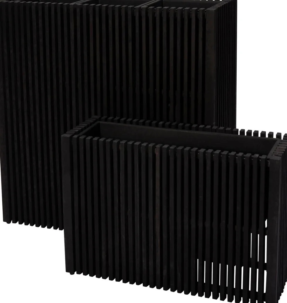 Intratuin bloempot op poten Latten zwart 90 x 33 x 90 cm