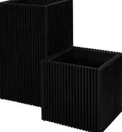 Intratuin bloempot op poten Latten zwart 51 x 51 x 50 cm