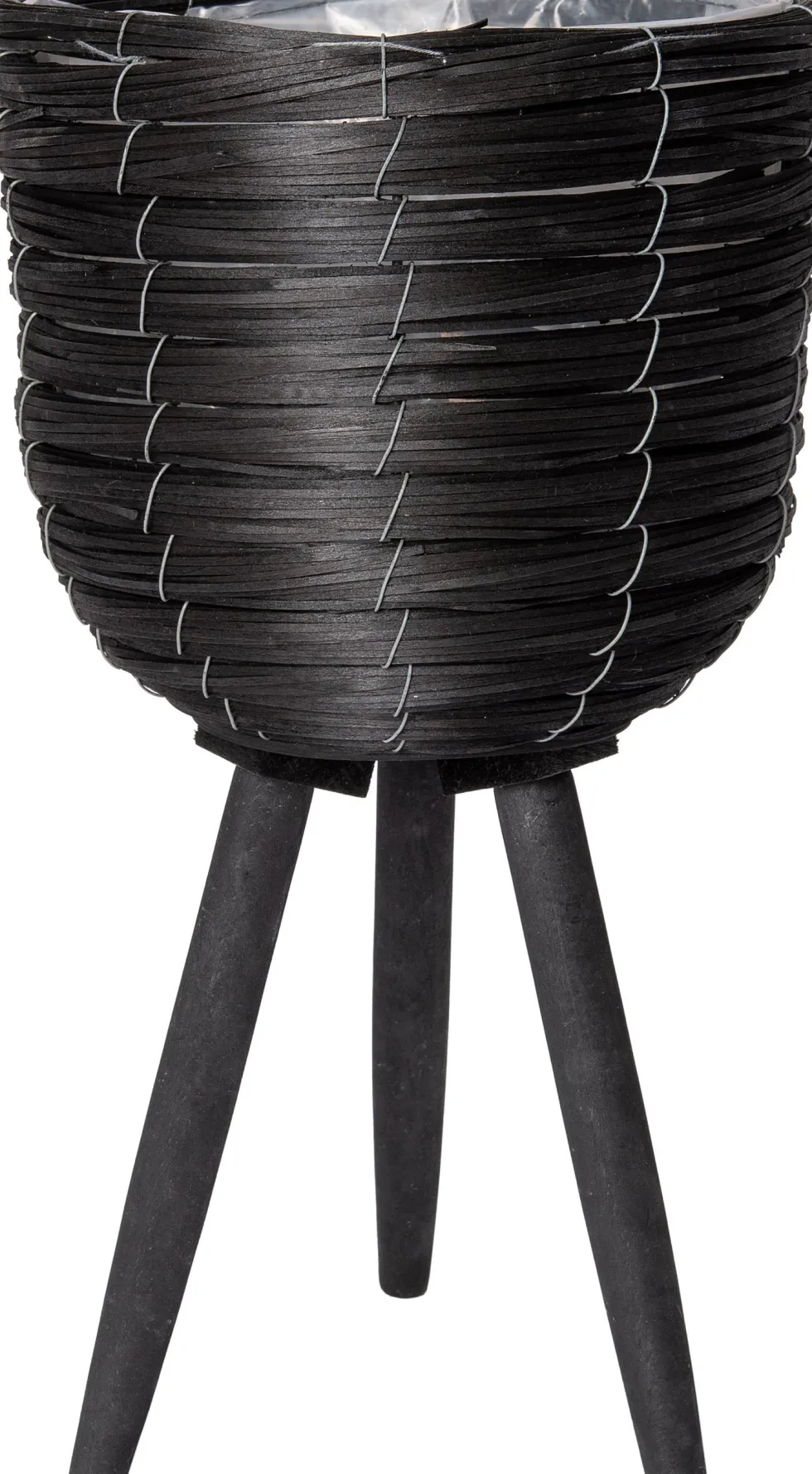 Intratuin bloempot op poten riet zwart D 20,5 H 36 cm