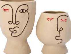 Intratuin bloempot op voet Benjamin beige D 13,5 H 14,9 cm