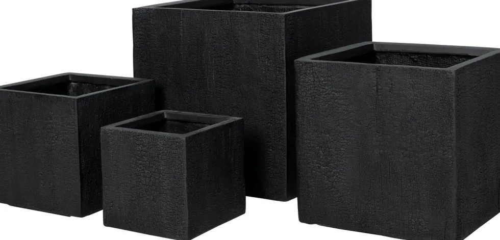 Intratuin bloempot Tino zwart 25 x 25 x 25 cm