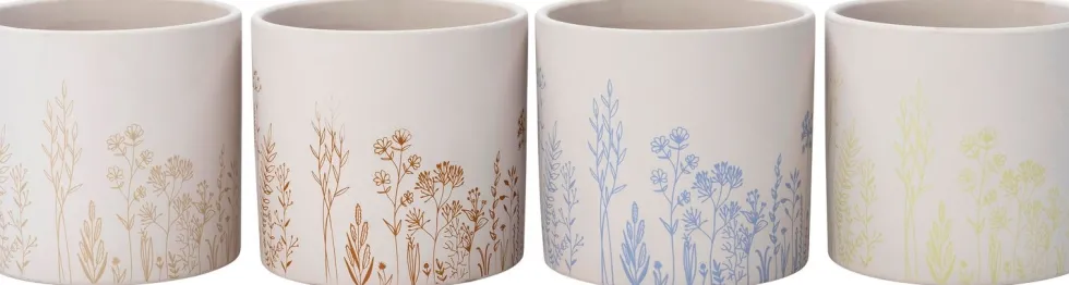 Intratuin bloempot Vera wit / blauw D 13,5 H 12,5 cm