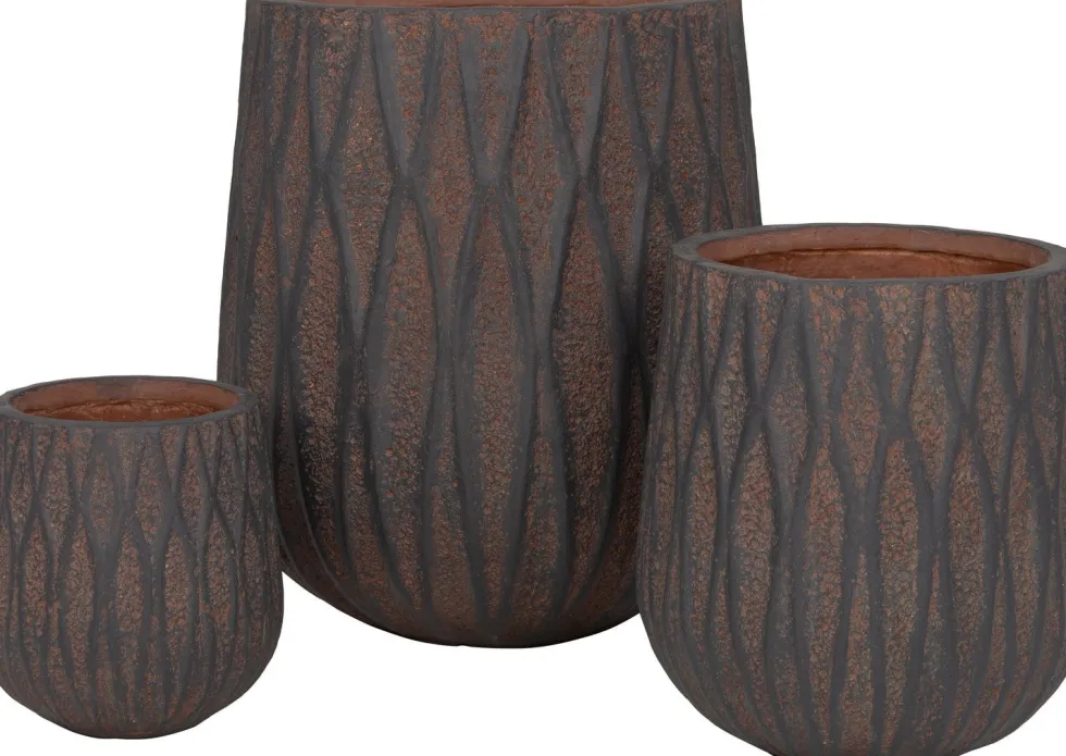 Intratuin bloempot Vesuvius rood / zwart D 26 H 28,5 cm