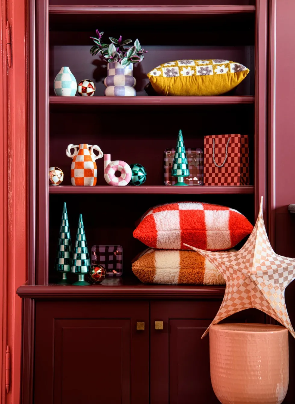 Intratuin decoratiebord Deem roze / bruin 14 x 14 x 1 cm