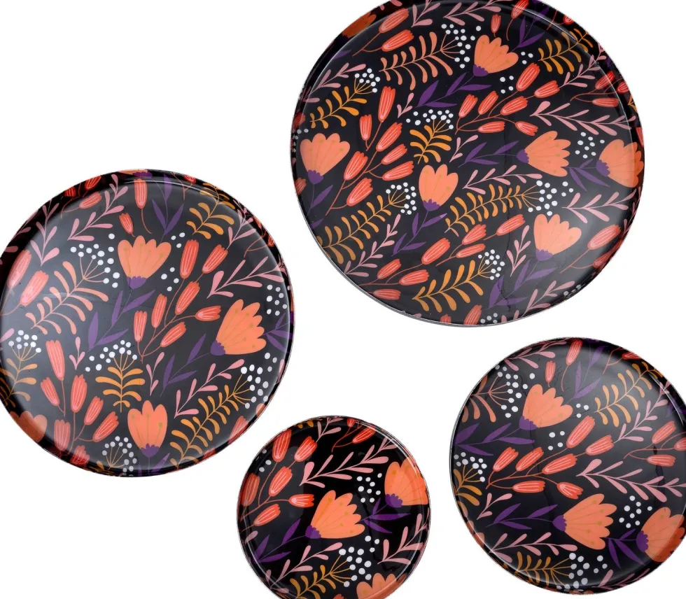 Intratuin decoratiebord Femia zwart / oranje D 25 H 2 cm