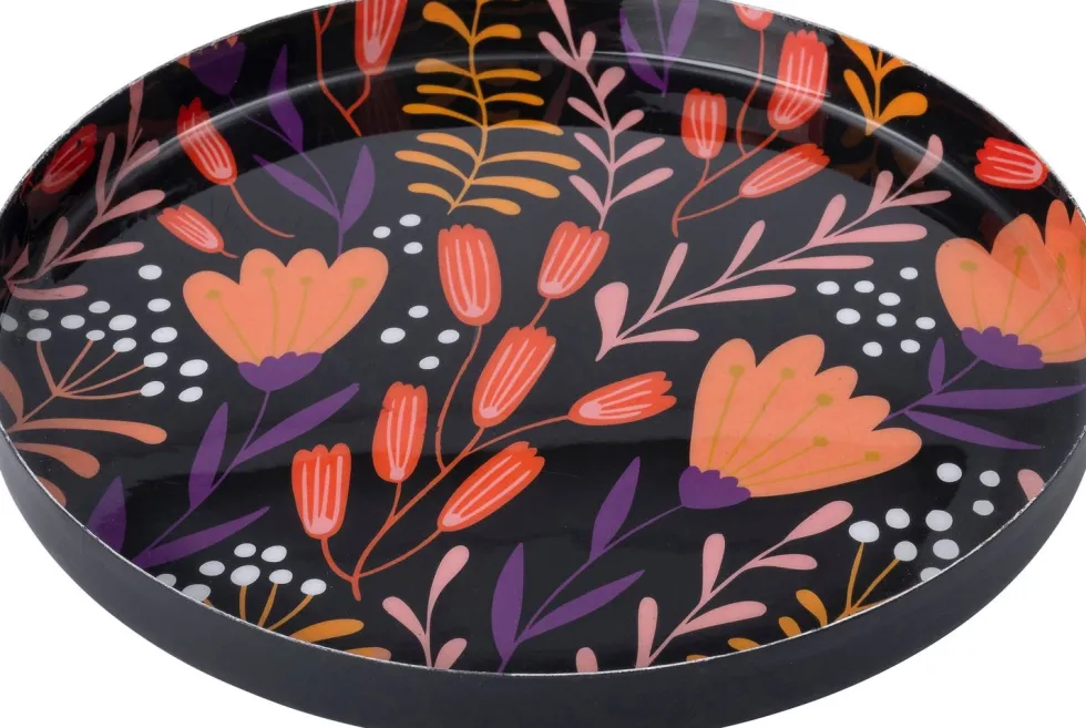 Intratuin decoratiebord Femia zwart / oranje D 25 H 2 cm