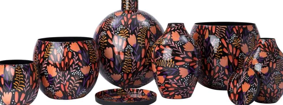 Intratuin decoratiebord Femia zwart / oranje D 20 H 2 cm