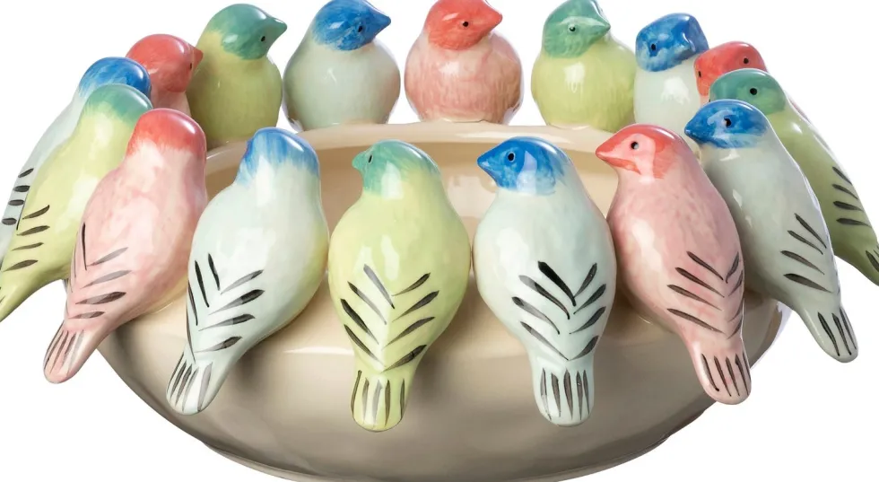 Intratuin decoratieschaal vogeltjes Fearn crème D 35 H 14 cm