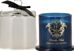 Intratuin geurkaars Luxe Vanilla Musk blauw 30 uur D 9,5 H 13 cm