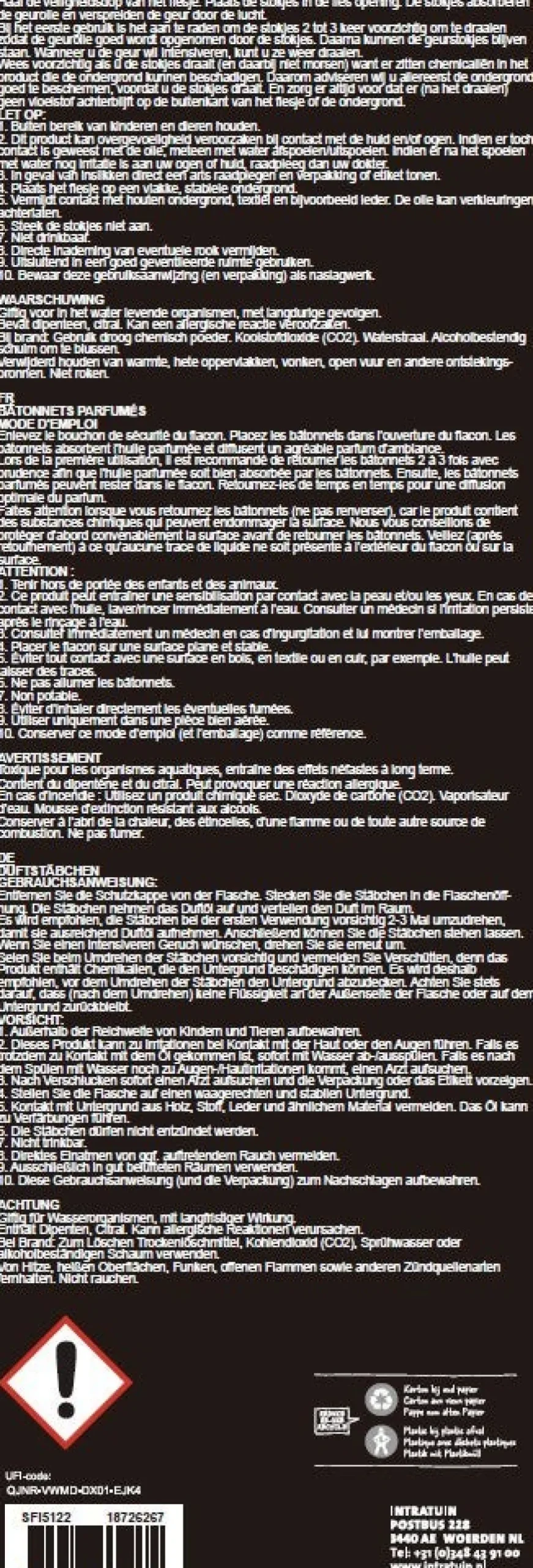 Intratuin geurstokjes Tropic Black Forest 180 ml