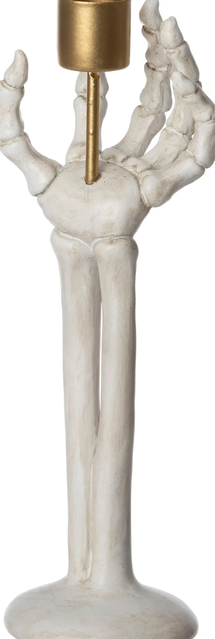 Intratuin halloween decoratie Skelly kandelaar wit 7,2 x 4,8 x 21 cm