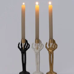 Intratuin halloween decoratie Skelly kandelaar wit 7,2 x 4,8 x 21 cm