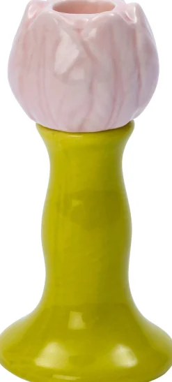 Intratuin kandelaar An roze / groen D 6,3 H 12,5 cm