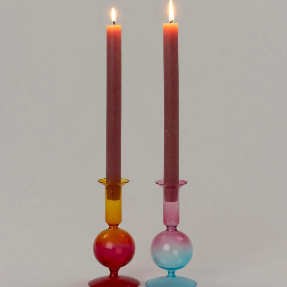 Intratuin kandelaar geel / rood D 8 H 16 cm