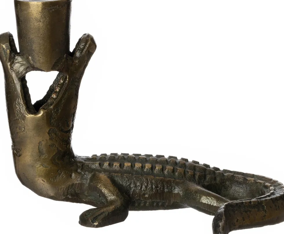 Intratuin kandelaar Krokodil koper D 12 H 15 cm