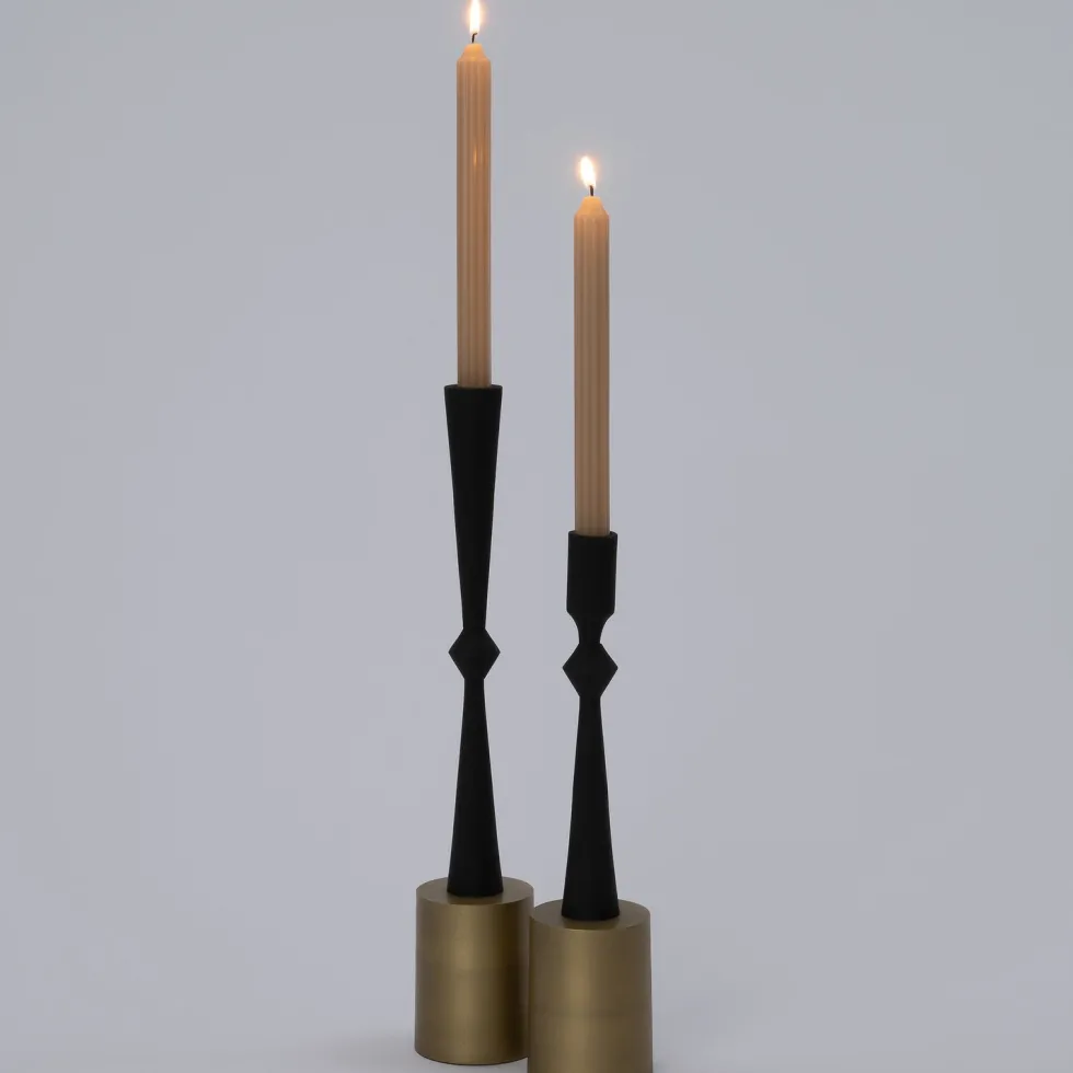 Intratuin kandelaar Lucia goud / zwart D 8 H 43 cm
