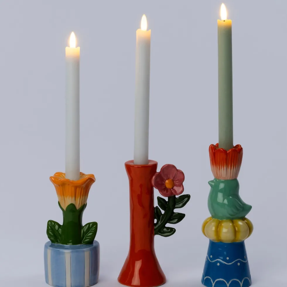 Intratuin kandelaar Ola blauw / geel / oranje D 7,7 H 21 cm