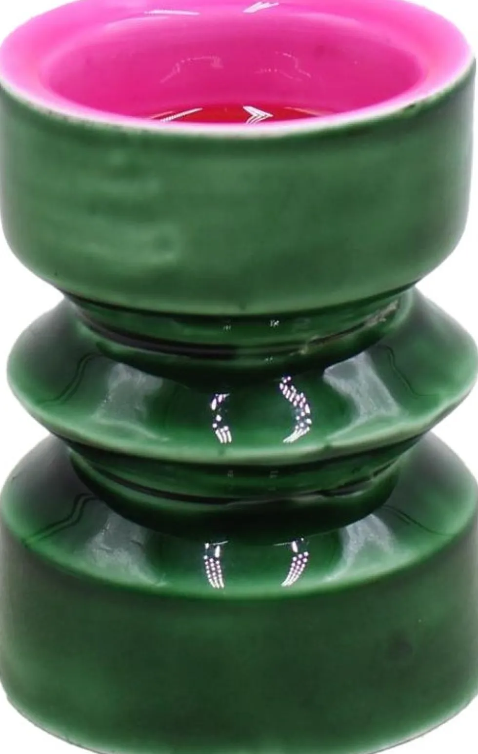 Intratuin kandelaar Rico groen / roze D 6 H 7 cm