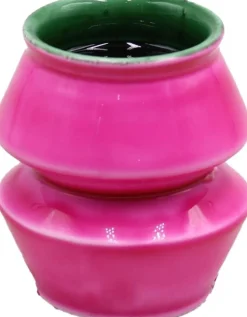 Intratuin kandelaar Rico roze / groen D 6 H 7 cm