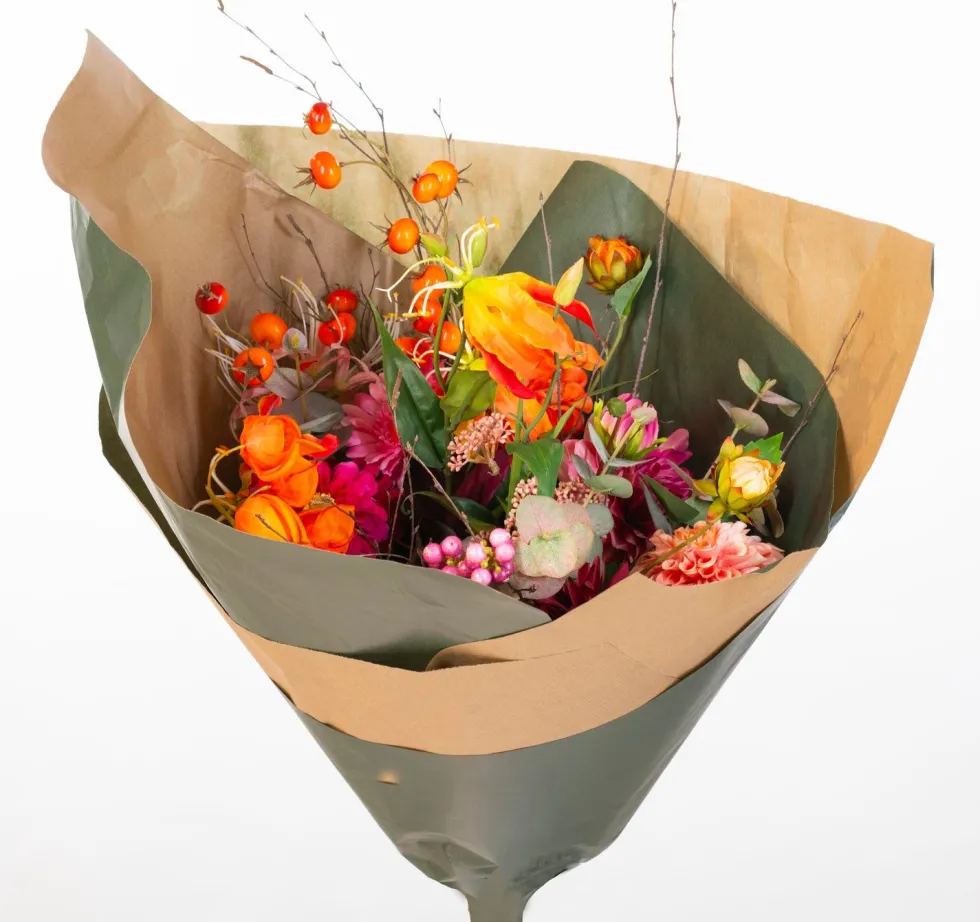 Intratuin kunstbloemen boeket Mila oranje H 70 cm