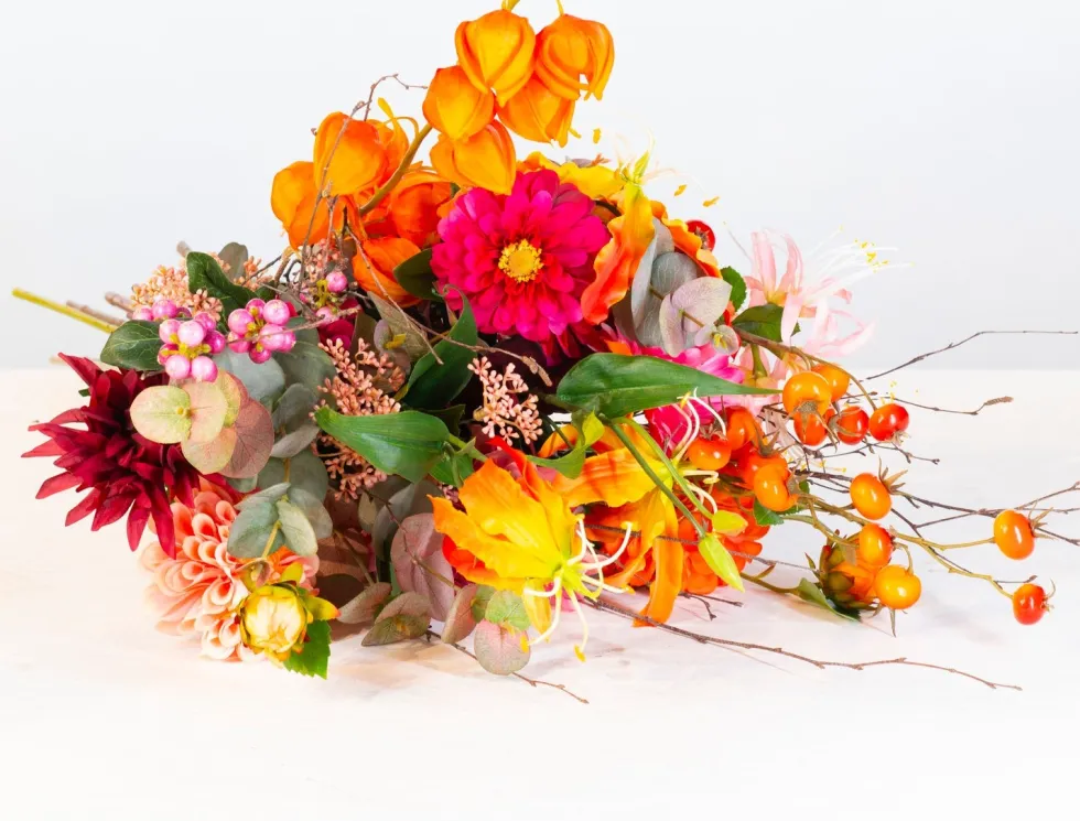 Intratuin kunstbloemen boeket Mila oranje H 70 cm