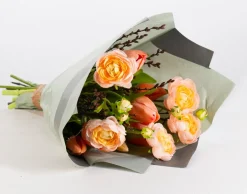 Intratuin kunstbloemen boeket Sara zalm H 50 cm