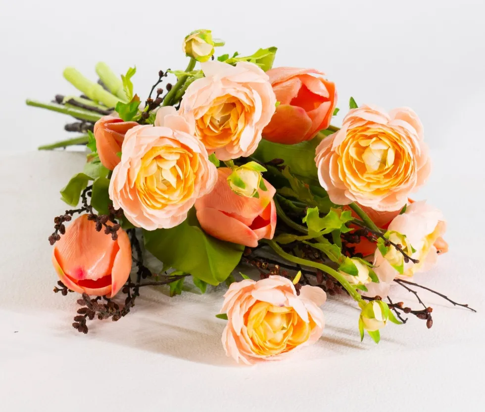 Intratuin kunstbloemen boeket Sara zalm H 50 cm