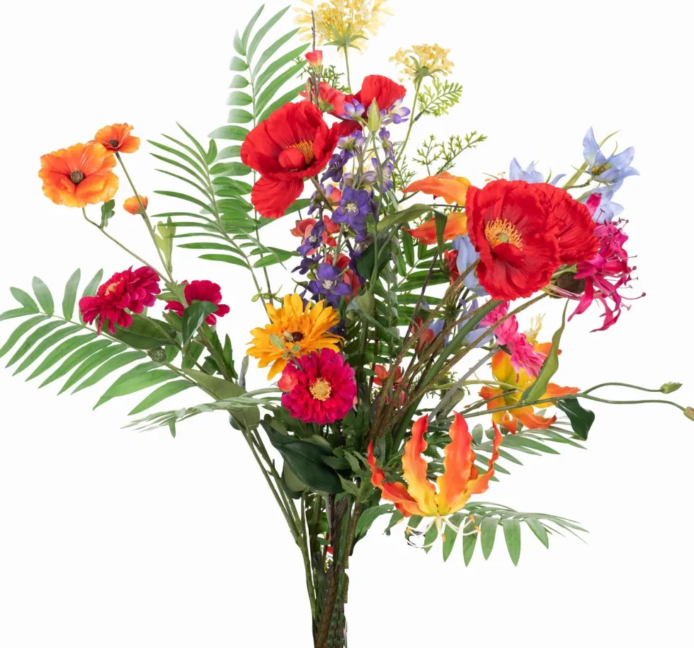 Intratuin kunstbloemen boeket Lynn rood / geel H 90 cm