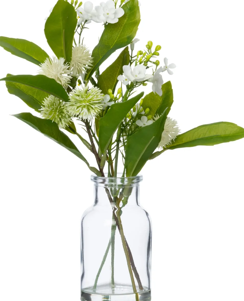 Intratuin kunstbloemen boeket in vaas mini wit H 25 cm