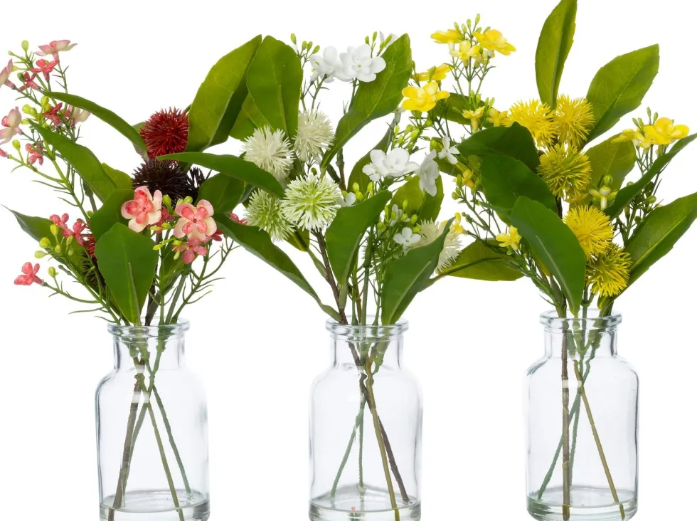 Intratuin kunstbloemen boeket in vaas mini wit H 25 cm