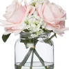 Intratuin kunstbloemen boeket in vaas Roos roze H 18 cm
