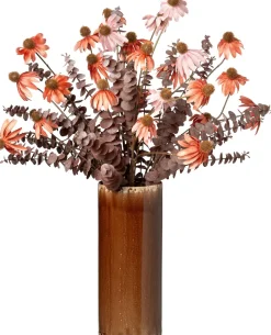 Intratuin kunstbloemen boeket in vaas Zonnehoed oranje / paars H 56 cm