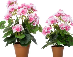 Intratuin kunstplant Geranium roze / wit D 12 H 43 cm