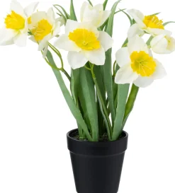 Intratuin kunstplant Narcis geel / wit D 9 H 28 cm
