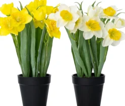 Intratuin kunstplant Narcis geel / wit D 9 H 28 cm