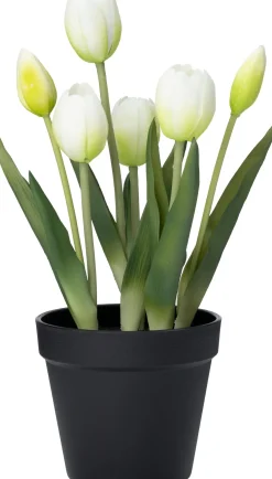 Intratuin kunstplant Tulp wit / geel D 12,5 H 33 cm