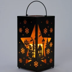 Intratuin lantaarn wintertafereel zwart 13 x 13 x 26 cm