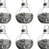 Intratuin naamkaarthouder Krista kerstbal transparant / zilver D 4 H 4,5 cm 6 stuks