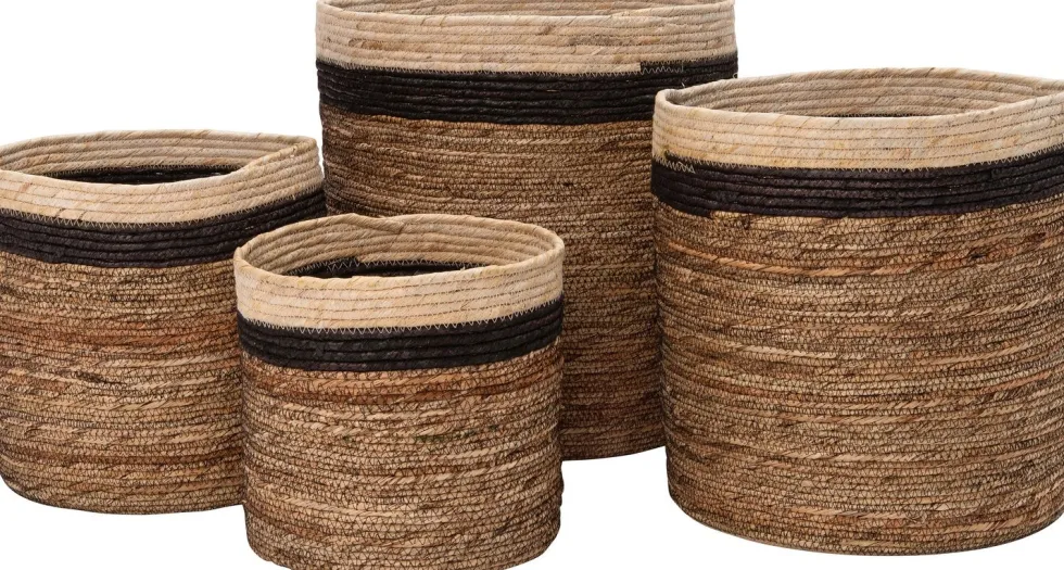 Intratuin opbergmand Pipa naturel / zwart / bruin D 28 H 27 cm