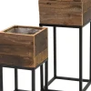 Intratuin plantenbak Miles op voet zwart / naturel 22 x 22 x 54 cm