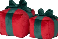 Intratuin sierkussen Cadeau rood / groen 15 x 15 cm