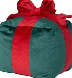 Intratuin sierkussen Cadeau groen / rood 15 x 15 cm