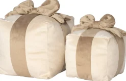 Intratuin sierkussen Cadeau crème / taupe 20 x 20 cm