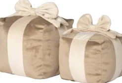 Intratuin sierkussen Cadeau taupe / crème 20 x 20 cm
