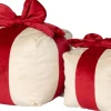 Intratuin sierkussen Cadeau crème / rood 15 x 15 cm