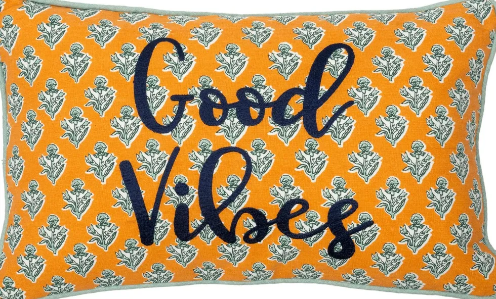 Intratuin sierkussen Fleur Good Vibes oranje 30 x 50 cm