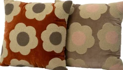 Intratuin sierkussen Flowy bruin / roze 45 x 45 cm