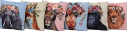 Intratuin sierkussen Jungle aap crème / zwart 45 x 45 cm