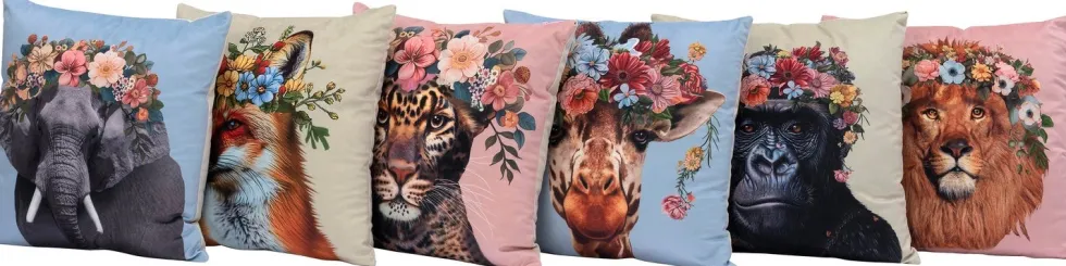 Intratuin sierkussen Jungle leeuw roze / bruin 45 x 45 cm