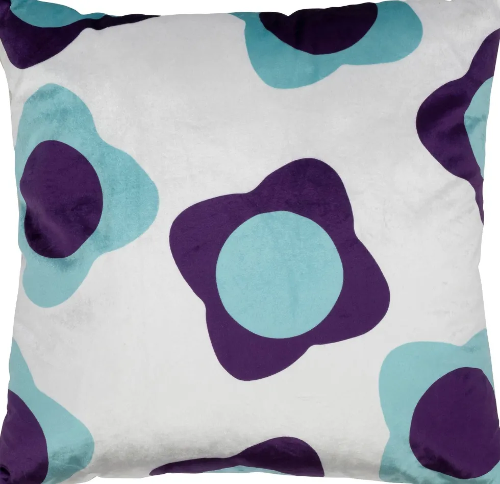 Intratuin sierkussen Junus wit / blauw / paars 45 x 45 cm